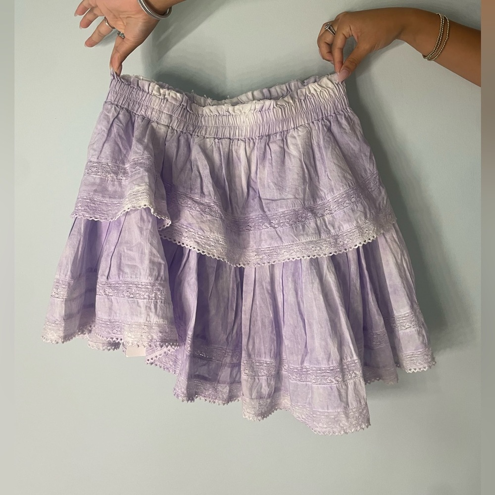 Love Shack Fancy Ruffle Mini Skirt in Pastel Purple Small
